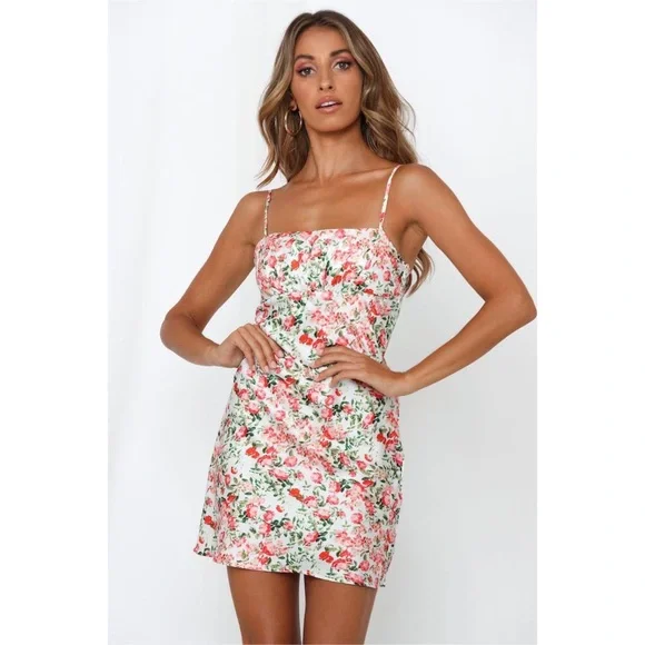 Aqua Floral Print Empire Waist Slip Dress